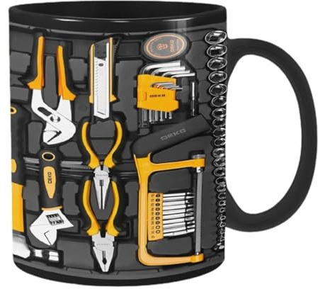 Mechanic Coffee Mug | Mechanic Toolbox Mug | Ceramic Coffee Mugs with Handle | Funny Black Mechanic Toolbox Set | Mechanic Toolbox Coffee Cup for Engineer Men Him Dad