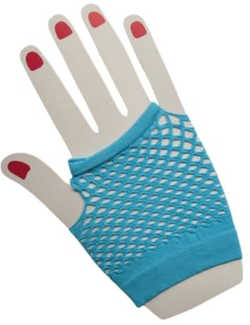 JekyTMP 1 Paar Fingerlose Netzhandschuhe Damen Fischnetz Handschuhe Netz Armstulpen Netzärmel Rock Handschuhe Mode Opernhandschuhen Spitzenhandschuhe Fishnet Gloves für Hochzeiten Opern (Hellblau)