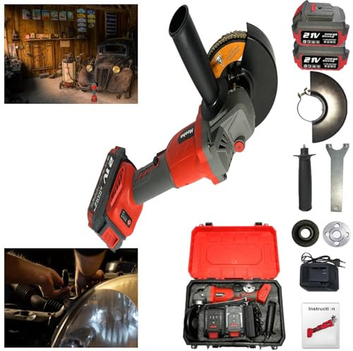Hooha Kleine Flex Akku 125mm Bürstenloser Winkelschleifer/Trennschleifer/Sander mit Drehzahlregelung für Auto Wartung Professional Wartung Garage Set Auto Schneiden&Schleifen&Entrosten&Polieren