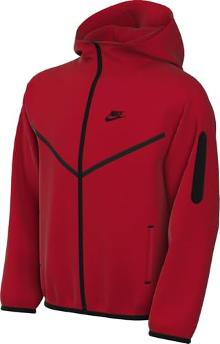 NIKE Unisex Kinder Sportswear Tech Fleece Für Ältere Kapuzenjacke, University Red/Schwarz/Schwarz, 14-15 Jahre EU