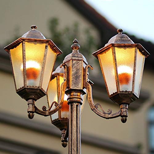 3-Flammige Europäische Viktorianische Außenlaterne, Straßenlaterne, Antike Pollerleuchte Aus Metall, Ip55, Wasserdicht, Für Terrasse, Veranda, Tor, Säulenleuchte, Hohe Mastleuchte, Landschaftsbau, Hö