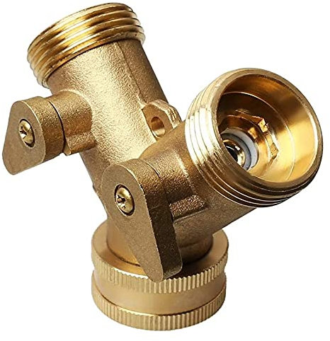 KIJyfgTR Y Shape Hose Tap Splitter 2 Way, Brass Manifold, Washing Machine Hose Connector, Garden Hose Splitter Y Valve Hose Connector for Kitchen, Outdoor