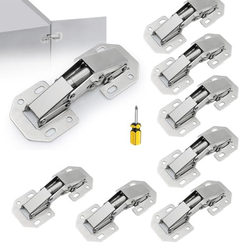 2-Pack Hidden Hinges for Cabinet Doors Frameless,90 Degree Concealed Cabinet Hinges, Surface Mount Hinges (8)