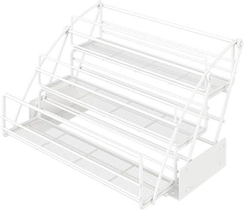 GewürzregalMultifunktionales Heben 3-stufiges Pull-Down-Regalsystem Ausziehbares Gewürzregal aus Stahl for hohe Küchen-/Badezimmerschränke(Black)