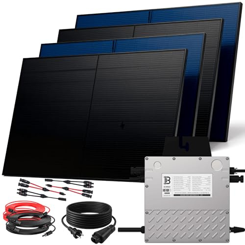 SUNNIVA 2000W Balkonkraftwerk BIFAZIAL FULLBLACK komplett Steckdose BENY 800W Wechselrichter, PV Solaranlage, 4x 500W Glas Solarmodule, inkl. 5m Kabel, WIFI, Komplettset