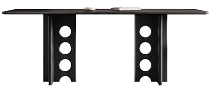 Büro-Besprechungstisch Rechteckiger Esstisch aus Holz for den kleinen Heimgebrauch, Moderne, einfache Schwarze Felsplatte Esstisch(140x80x75cm)