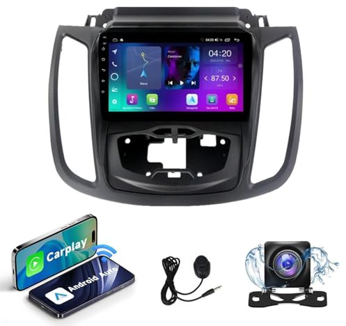 Autorradio Android 15 Ford Kuga Escape 2012~2019 | Radio con pantalla táctil capacitiva de alta calidad | CarPlay/Android Auto | Navegación GPS | Bluetooth | Cámara de reversa