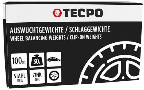 TECPO Pesos de impacto de zinc, 30 g x 100 pesos de equilibrio para llantas de acero, resistentes a la corrosión