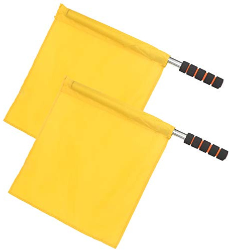 RASTKY Drapeau de Juge de Lignes, Poteau en Acier Inoxydable Durable, Drapeau à Main de Compétition pour Football, Ensemble de 2 Pièces (YELLOW)