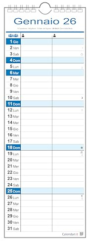 Calendario 2026 slim stretto famiglia family lavoro da muro da 1 2 3 4 colonne persone (2 COLONNE)