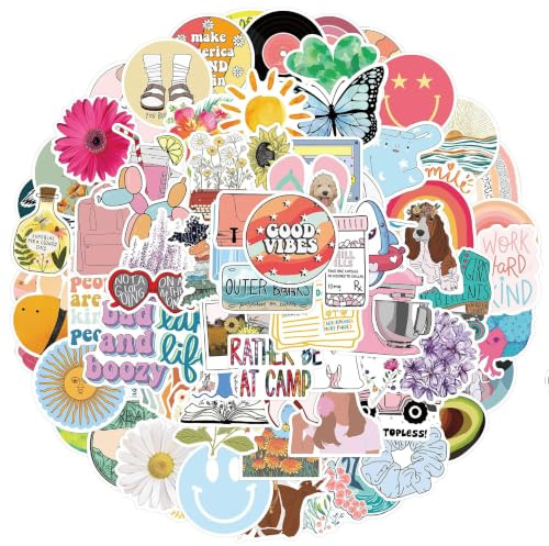 100Pcs Cute Stickers for Adults Children Teens, Waterproof Vinyl Stickers for Scrapbooking Laptop Suitcase Phone Aesthetic Preppy Luggage Skateboard Cool Fun Colourful Decals for Girls