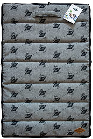 JEGGO Hundematte 'Cannes', kompakte und rollbare Liegematte mit Tragegriff, für Hund und Familie, ideal für unterwegs, einseitig wasserabweisend, Made in EU (Large, Grau)