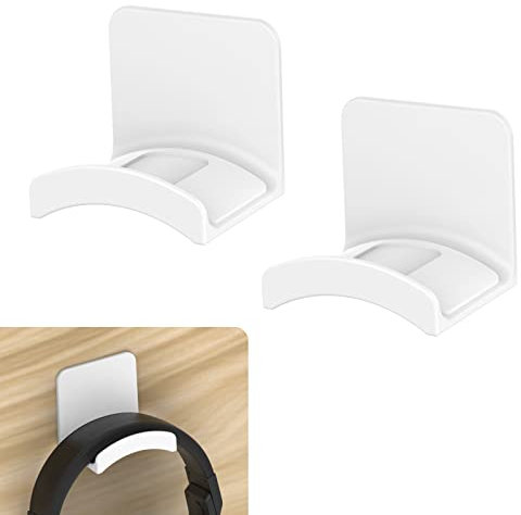 Cozycase Universal Kopfhörer Halter mit starkem Klebeband Premium Headset Halterung Wandhalterung TPU, Kopfhörer Haken,Multifunktional Ohrhörer Aufhänger zum Schreibtisch, Wand,Weiß,2-Stück