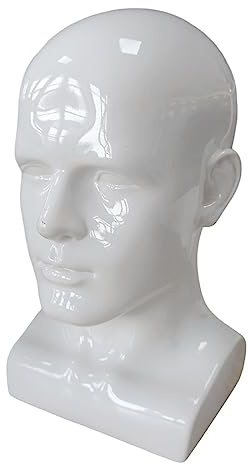 Sharplace Herren-Mannequin-Kopf, PVC-Präsentationsständer, langlebiger Styling-Trainingskopf für Spielekonsole, Hüte, Schmuck, 33,9 cm hoch, glänzende Farbe, Weiß