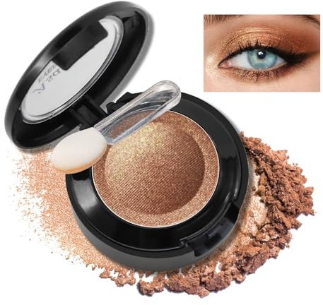 Erinde Palette de fards à paupières à paillettes or rose, palette d'ombres à paupières mates à paillettes métalliques, imperméable à l'eau, poudre pressée et maquillage des yeux longue durée avec