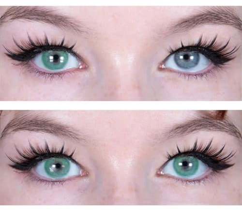 Kontaktlinsen - saftiges Grün Monatslinsen ohne Stärke – Natürliche Emerald Kontaktlinsen farbig 2 Stück Farblinsen + Linsenbehälter