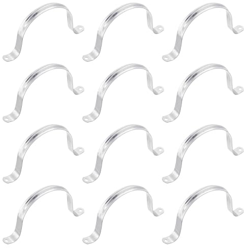 QUARKZMAN 12 Stück Rohrschellen für Ø 110 mm Kohlenstoffstahl Silber | Befestigungsschellen Zweiloch U-förmige Rohrhalterung, Für Befestigung der Gasrohre Wasserrohre und Kabeln