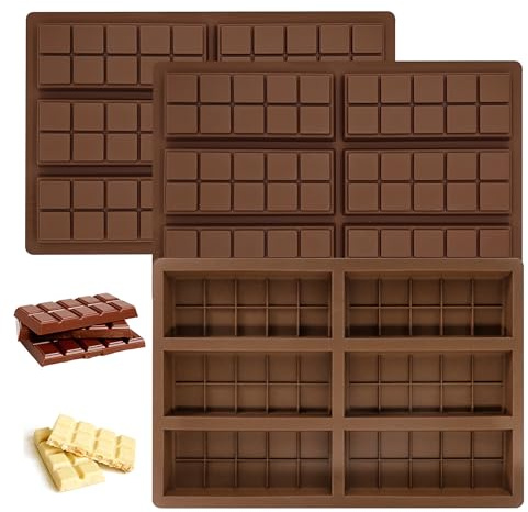 Silikonform chokladtavla, 3 stycken chokladform silikon, chokladform silikon, non-stick silikon chokladformar för bakning choklad godis isbitar