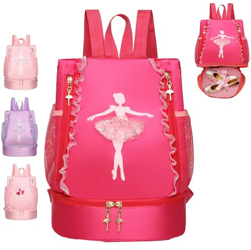 AUNGKWANG Sac à De Sport Imperméable, Sac à Nager Cordon pour Enfants, Danse Sac de Sport pour Fille, Large Bandoulière, Sacs de Sport à Cordon Sac de Gym Avec Poche Intérieure