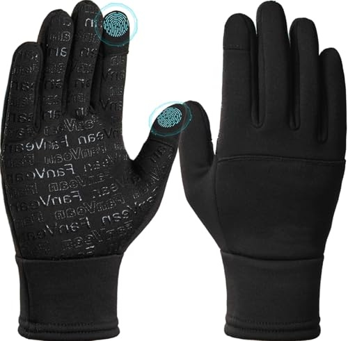 FanVean Gloves for Cold Weather Women Men Winter: Thermal waterproof Windproof 360°Touchscreen for Running Cycling Snow Ski Driving Motorcycle Hiking Riding Workout- Medium Black