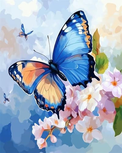 N.LANSHAN DIY Knüpfteppich Cartoon-Aquarell-Schmetterling Knüpfpackungen Für Anfänger,Senioren Und 3D-Heimwerker. Teppich-Set. 60x90cm