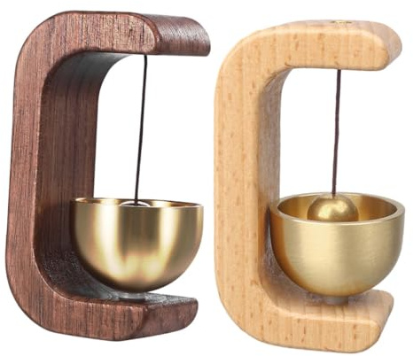 Ciieeo 2pezzi Campanello in Legno Naturale Decorativo per Porta d Ingresso Magnetici Campanello Vento Intagliato Mano per Negozi e Interni