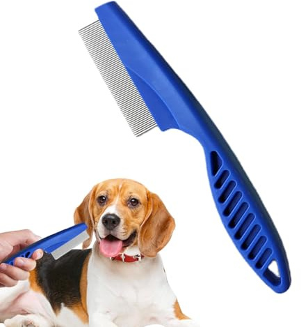 Hundeflohkamm | Hundewaschbürste mit rutschfestem Griff - Flohkamm für Haustiere, Hilft bei trockener Haut, Flohkamm zur Vorbeugung und Erkennung von Flöhen bei Haustieren