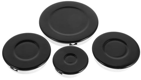 VERDANVERSE Set de Chapeaux de Brûleur à Gaz Noir en Aluminium et Fer Protection Anti- et Fuite, Couronne Concave pour Cuisinière à Gaz Multi-brûleurs, la Cuisine