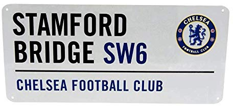 Chelsea FC Official Football Metal Street Sign (One Size) (White/Black/Blue)