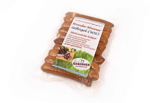 Keksdieb Hunde Wiener Geflügel ohne Gewürze 10 Würstchen Größe 5 x 10 Stück
