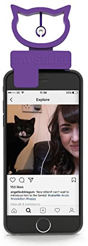 Cat Selfie Cat Toy Mobile Phone Accessory - Mini Portable Attachment For Phone Camera To Take Pet Selfie - Compatible With Most Phones Including iPhone & Android