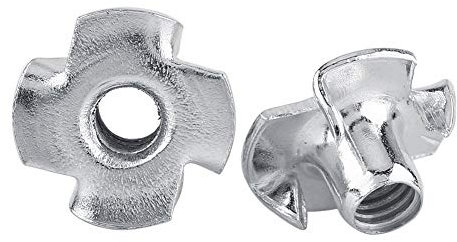 Einschlagmuttern, Sortiment Schrauben Kits M3/M4/M5/M6/M8 Zink Carbon T-Nuss Vier ProngedStahlmuttern für Handwerker Amateure Holzbearbeitungsmöbel (M6 50 pcs)