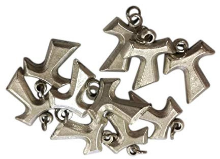 Eurofusioni Croce Tau placcato argento. Mini Ciondolo ideale per fai da te bomboniere e bigiotteria - 10 Charm h 1,7 cm