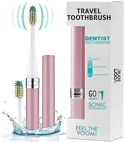 Voom Sonic Go 1 Series Travel Electric Toothbrush (Dentist Recommended) - Battery Operated Toothbrush for Adults & Kids, Sonic Toothbrush, Portable w/ 2 Minute Timer