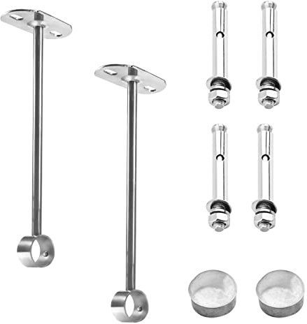 MroMax Gardinenstange, Deckenhalterung, 25 mm, Schrankstangenhalterung, Edelstahl, Stangenendstützen für Schlafzimmer, Schrank, Kleiderstange, Badezimmer und Wohnzimmer, 2 Stück