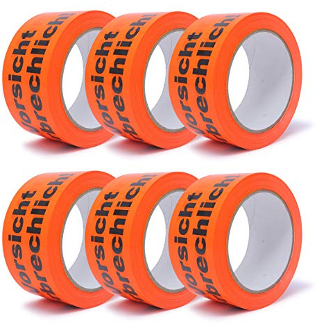 gws Lot de 6 rouleaux de ruban adhésif de signalisation en PVC - Orange vif - Qualité professionnelle - 50 mm x 66 m