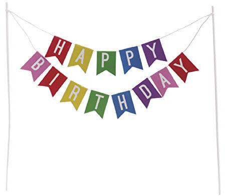 Dekora - Topper de Tartas para Cumpleaños con Banderines de Colores - Happy Birthday