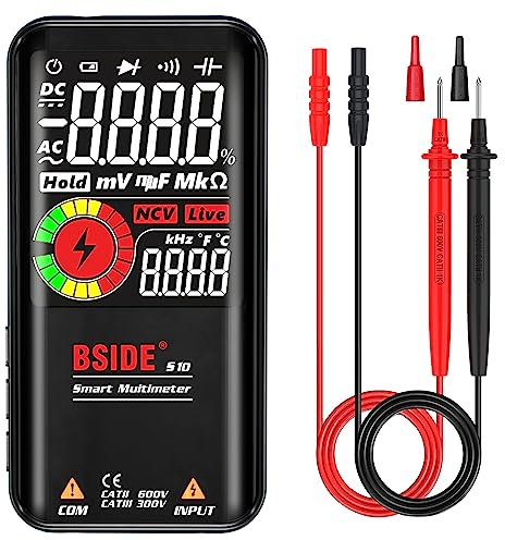 BSIDE EBTN - Multimetro digitale LCD a 3 risultati, 999 punti, 999 punti, voltmetro auto-portata a 9.999 punti, resistenza, continuità, frequenza, diodo, ciclo di funzionamento, test di tensione