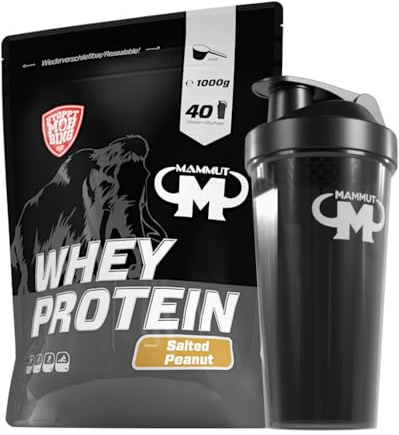 1kg Mammut Whey Protein Eiweißshake - Set (Salted Peanut + Protein Shaker)