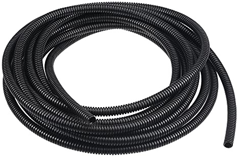 sourcing map 6 M 7 x 10 mm PP Flexible Corrugated Conduit Tube for Garden,Office Black