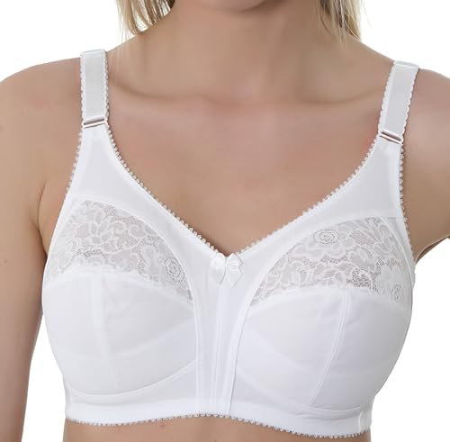 Gemm Womens White Plus Size Non Wired Firm Hold Lace Non Padded Support Bra UK, 36DD (lg876wht)