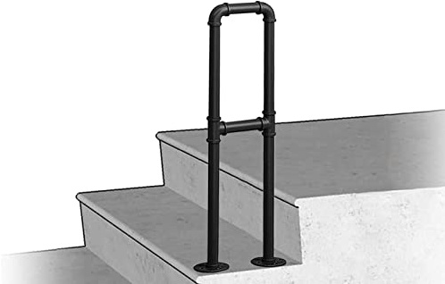 SXBHDM Garden Stair Railing Handrail Black Hand Railings for Outdoor Steps Support bar, Terrace Decking Balustrade for Indoor Outdoor Front Porch Hand Rail Grab Rail Single Post (Size : 75cm(2.5ft))