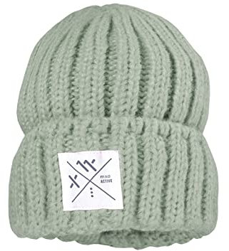 maximo Kids-Mütze mit Umschlag Rippe, einfarbig Made in Germany 51/-53 seegras
