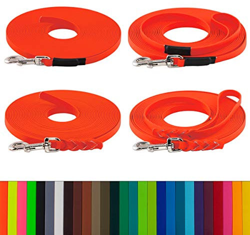 LENNIE 16mm breite Biothane Schleppleine für große Hunde von 25-35kg, ohne/mit Handschlaufe, 3m 5m 10m 20m, schmutz-Wasser-abweisend