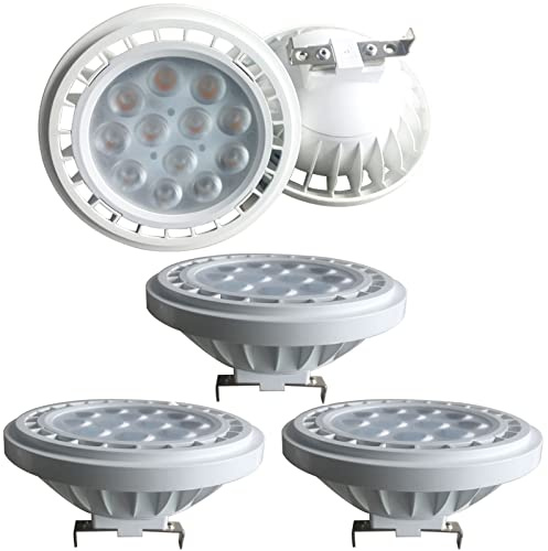 Edearkar 12W AR111 G53 Reflector Flood Light Bulb, Warm White 3000K, AC/DC12V, Equivalent ES111 Bulb 120W, 1200 Lumens, G53 Base, Low Voltage 12V LED Reflector Light Bulbs for Spotlights, Pack of 4