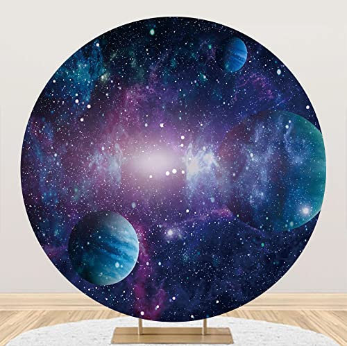 Aoihrraan 230cm Diameter Galaxy Nebula Round Photography Backdrop Planets Light Outerspace Landscape Starry Sky Backgrounds Birthday Party Anniversary Wedding Kids Adult Portrait Photo Studio Props