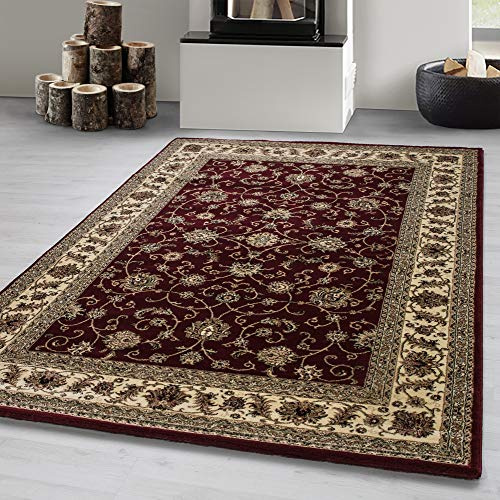 Carpetsale24 Alfombras de Pelo Corto, Color Rojo, diseño Oriental, 111845, Alfombra Corredor, Alfombra Sala de Estar-Dormitorio, 80 x 150 cm
