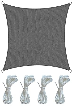 Rebecca Mobili Tenda Vela Quadrata, Vela Ombreggiante, Grigio Scuro, Polietilene Hdpe, Corde Incluse, Con Astuccio, Per Giardino Balcone - Misure: 3,6x3,6 mt - Art. RE6811