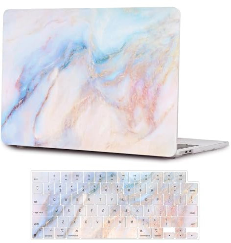 SaharaCase - Apple MacBook Pro 16 Laptops Hybrid-Flex Arts Case with Silicone KeyPad Cover - Sleek Hard Shell, Snap-On, Anti-Slip Grip (Blue Marble)