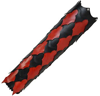 Mittelalterlicher Waldelfen-Bogenschütze Drachenschuppen-Köcher, PU-Leder-Rückenpfeil-Etui-Halter, Robin Hood Ranger-Elf-Köcher, mittelalterlicher Stil (rot)